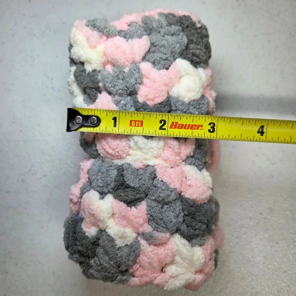 Mollys Trading Post Fingerless Gloves Youth Pink Gray White Crochet